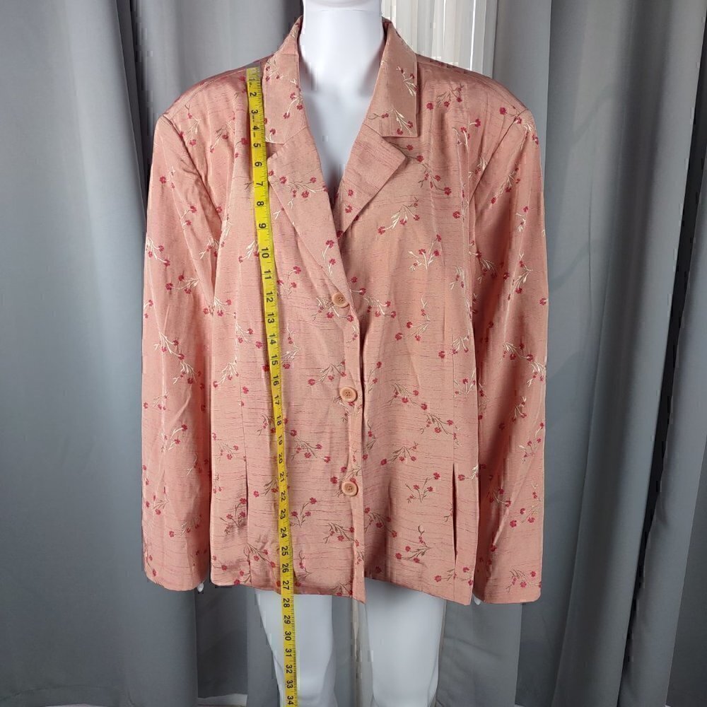 Maggie McNaughton Peach Pink Floral Flower Button Up Blazer, Jacket. Size 22W - Picture 7 of 10